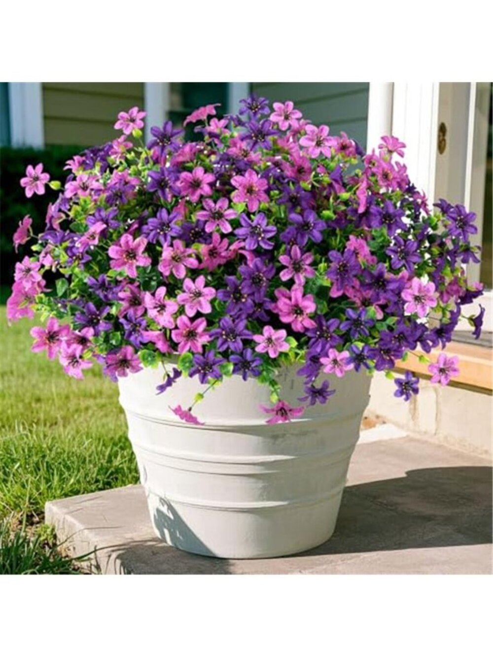 Artificial Purple Flowers Outdoor Fake Plants UV Resistant Faux Silk 12 Bundles